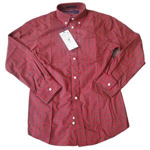 MagnaReady dress shirt boys sz medium Red plaid magnetic button down Long sleeve